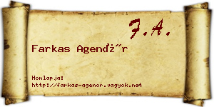 Farkas Agenór névjegykártya